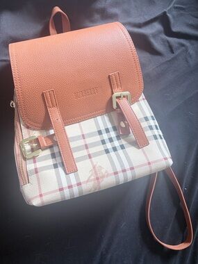 Burberry Brown Leather & Vintage Check Small Backpack